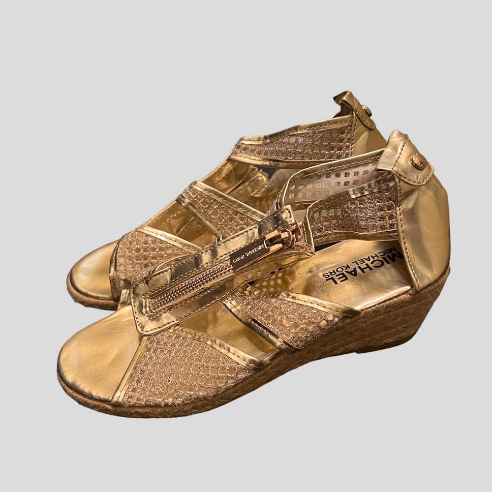 Michael Kors size 3 gold glitter espadrille sandal